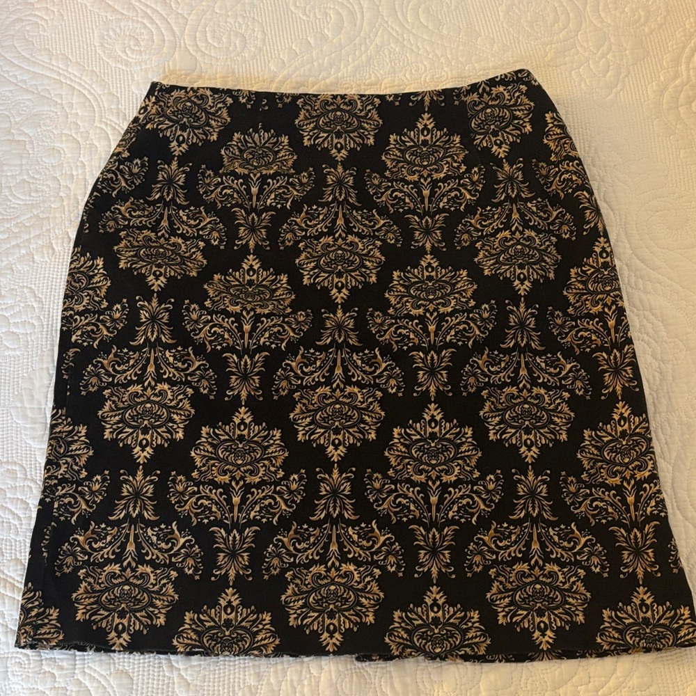 Vintage Black and Gold Damask Patterned Skirt
